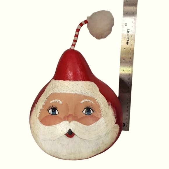 Vintage Other - Vintage Handpainted large Santa Gourd pompom ball whimsicle